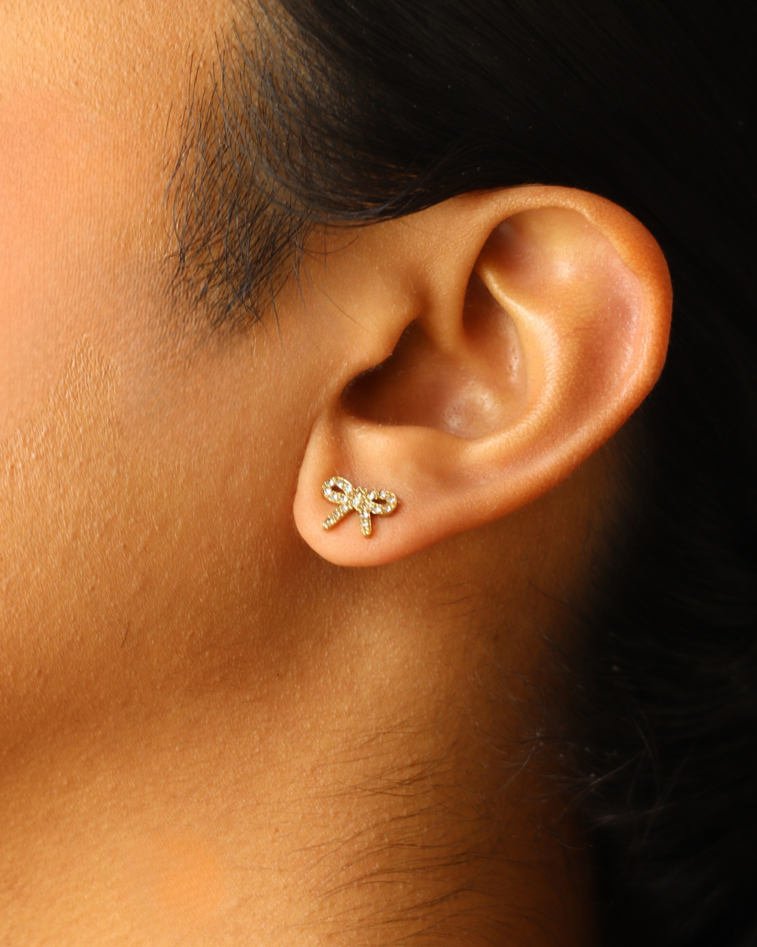 Ribbon Earring with Rhinestones