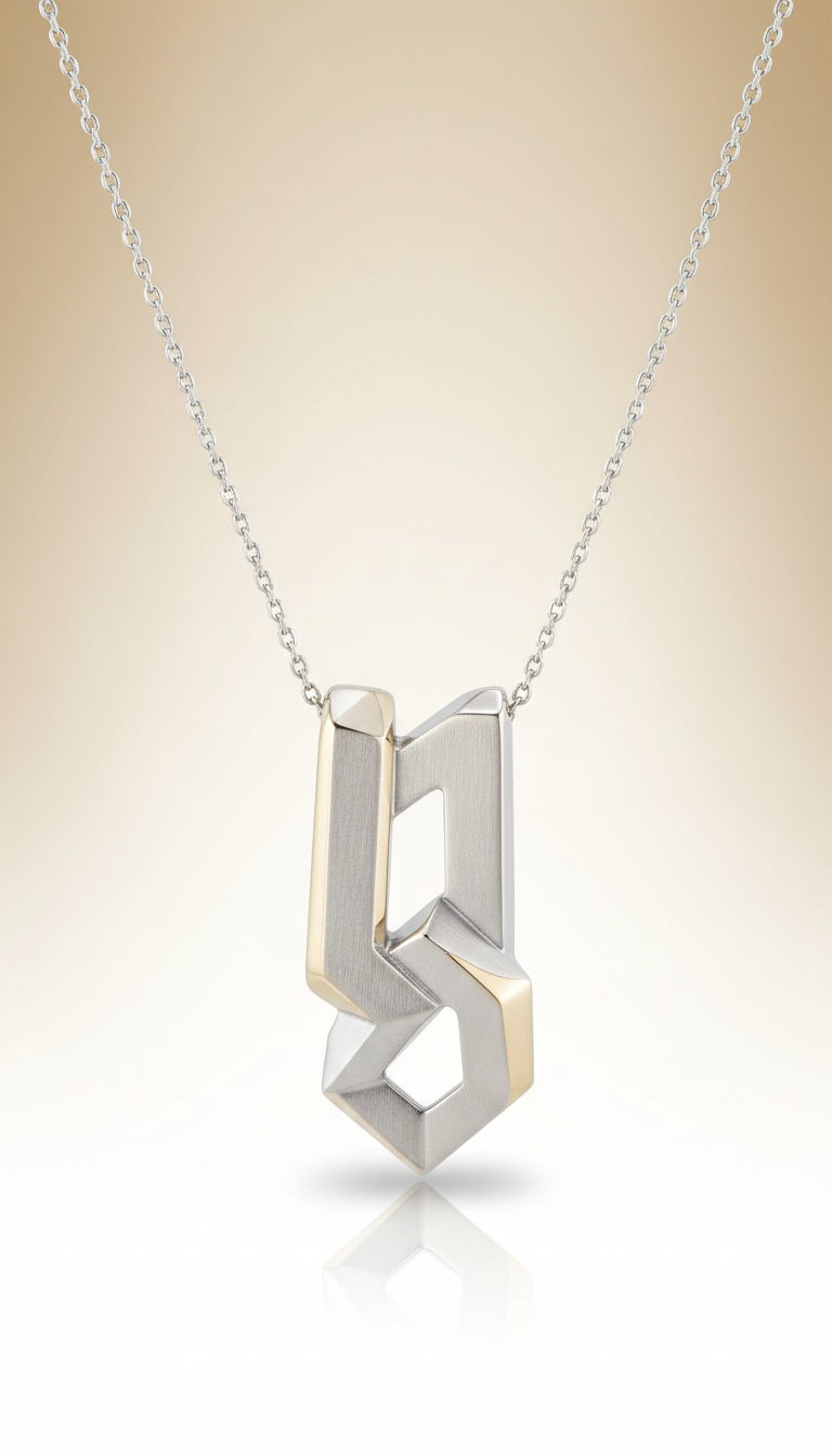 Geometric Platinum Pendant Necklace
