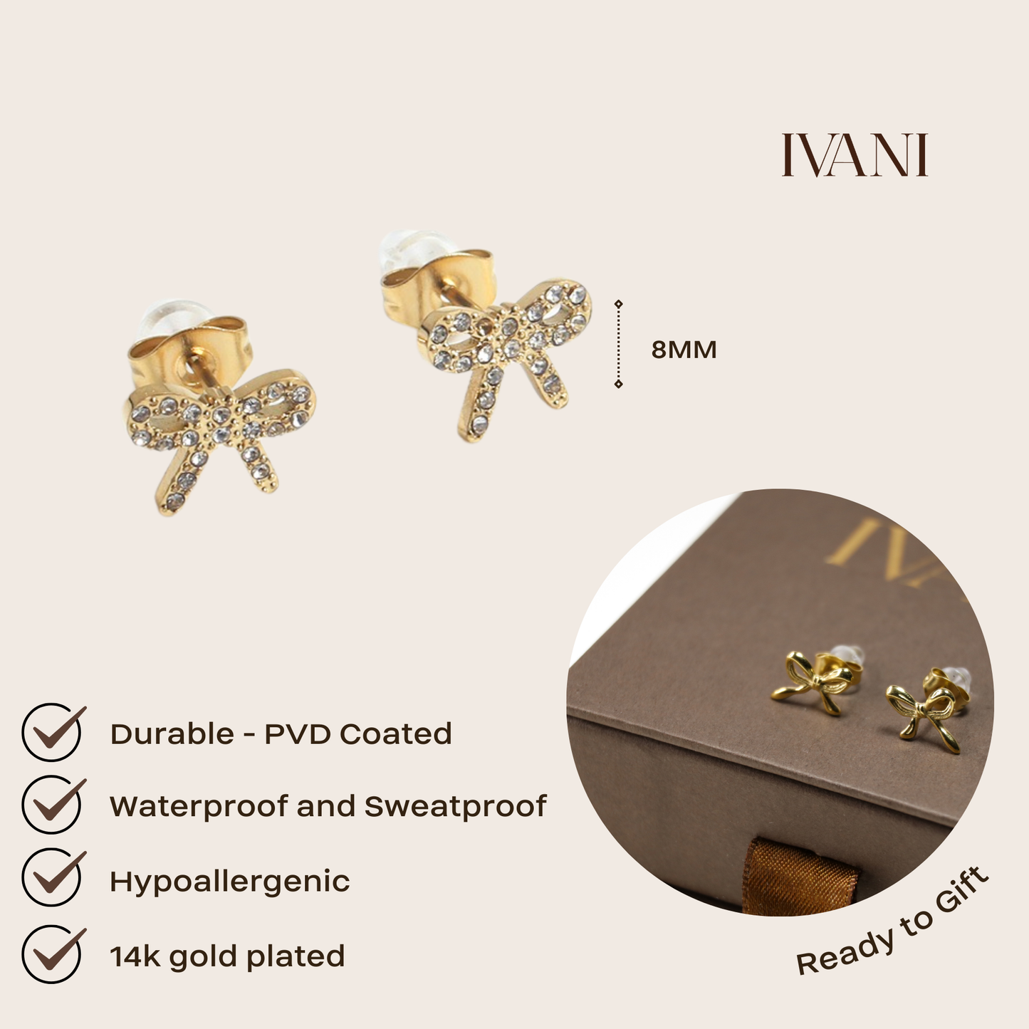 Ribbon Earring with Rhinestones
