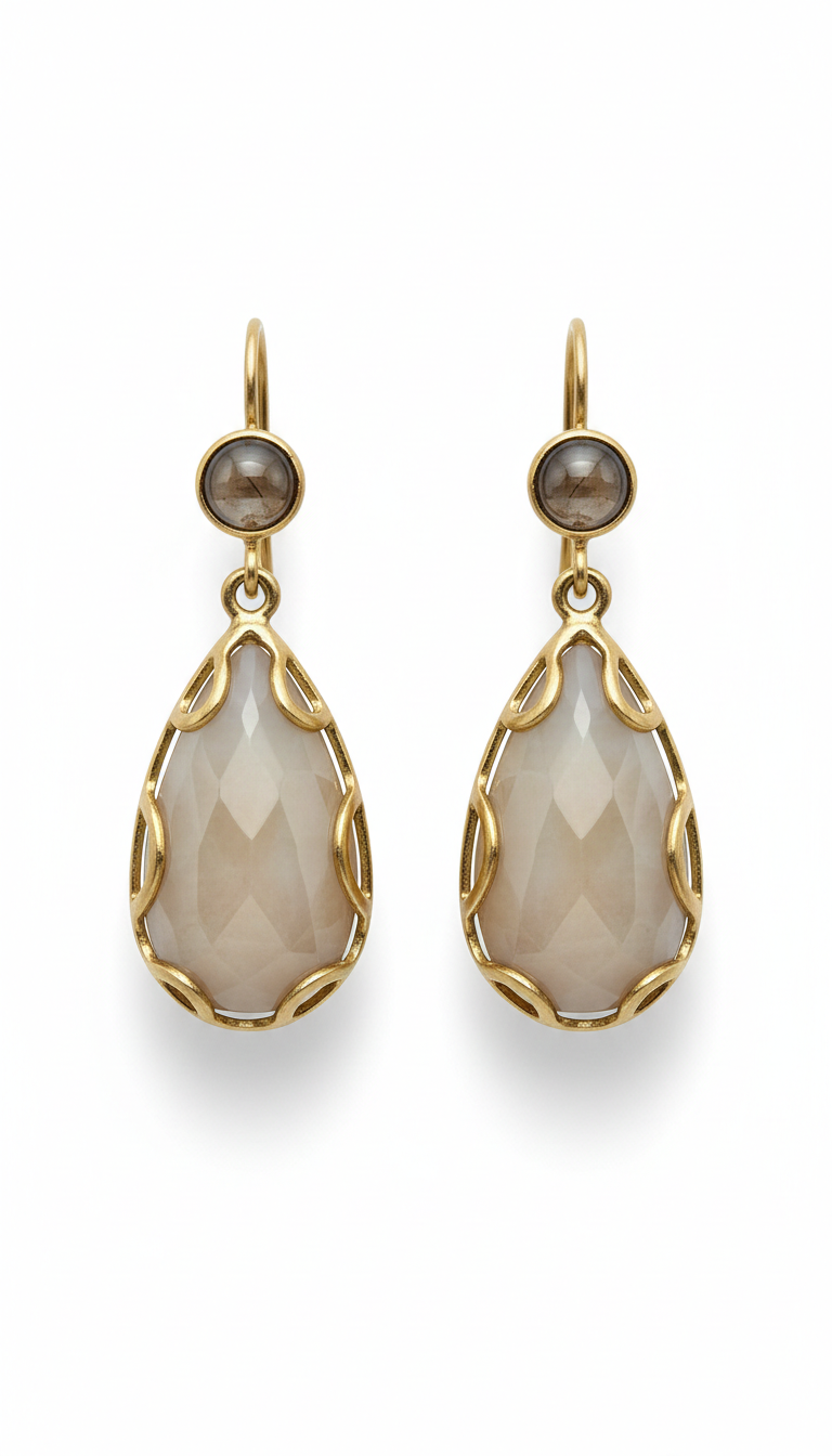 Sculpted Gemstone Drop Earrings