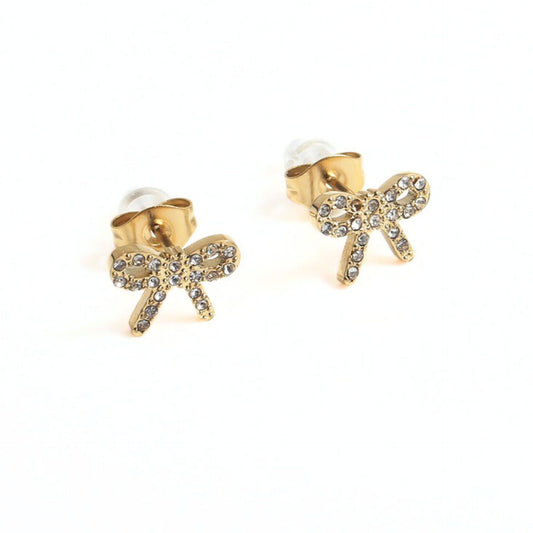 Ribbon Earring with Rhinestones