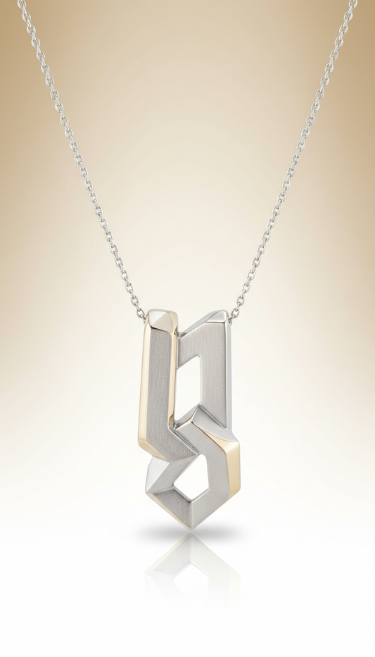 Geometric Platinum Pendant Necklace