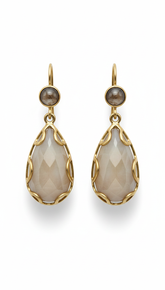 Sculpted Gemstone Drop Earrings